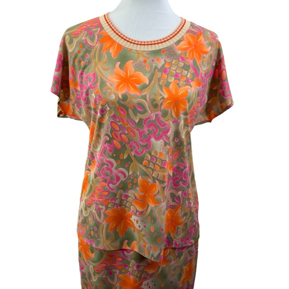 Vintage DOMINA 3 Piece Set Skirt Short Sleeve Top & Cardigan Small Medium Beige - Picture 5 of 15